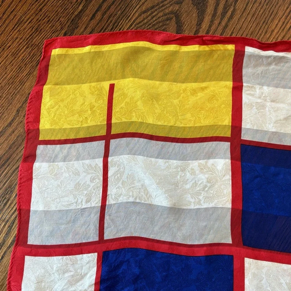 Oscar de la Renta Vintage Multicolor Geometric Silk Scarf Fall Luxury‎